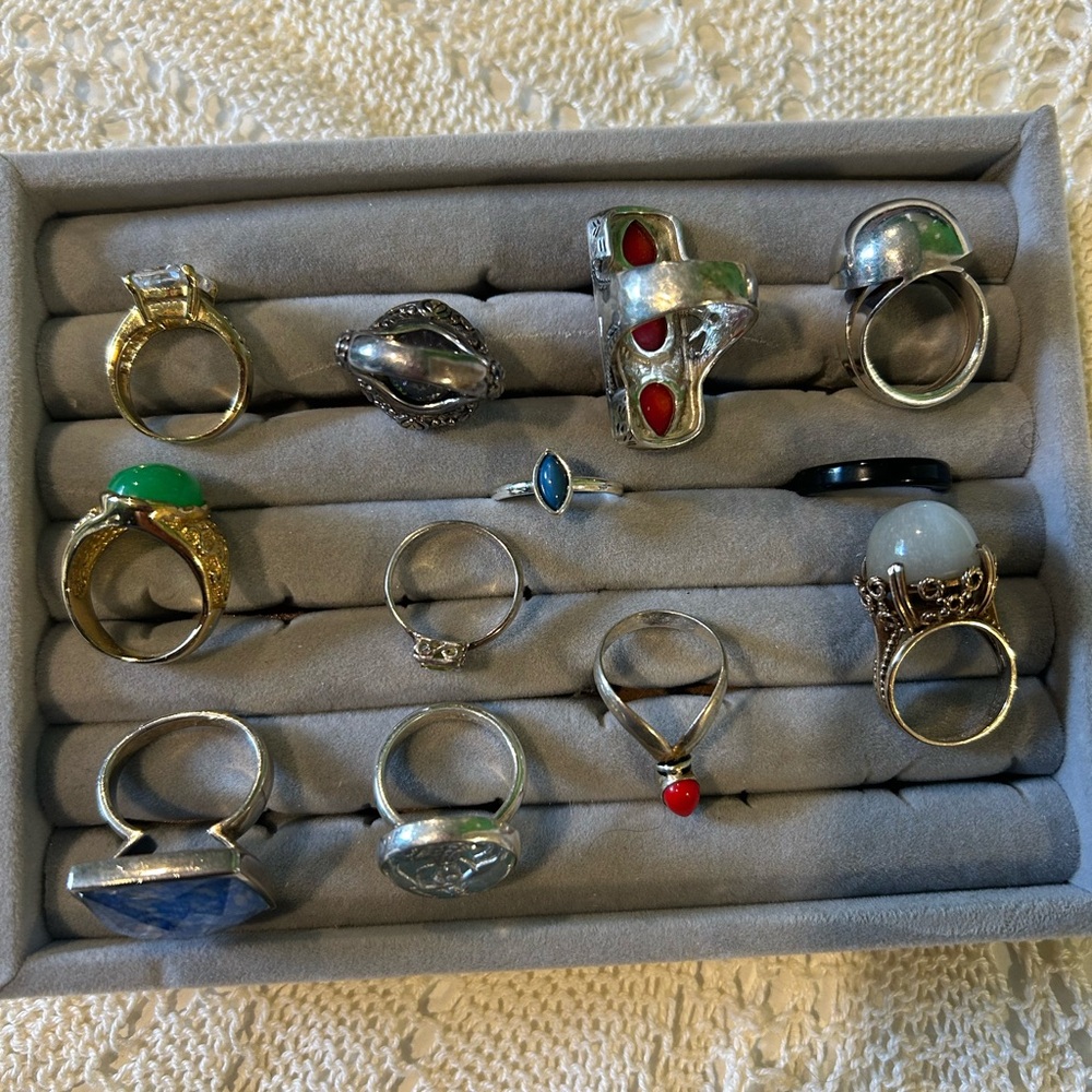 Rings. Assorted. Please comment for details. Approx sz 7-8 + some are sterling.